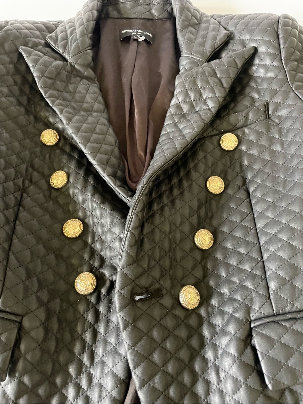 Generation Love Angie Quilted Vegan Leather Blazer Jacket Black 
Size M - Picture 6 of 13
